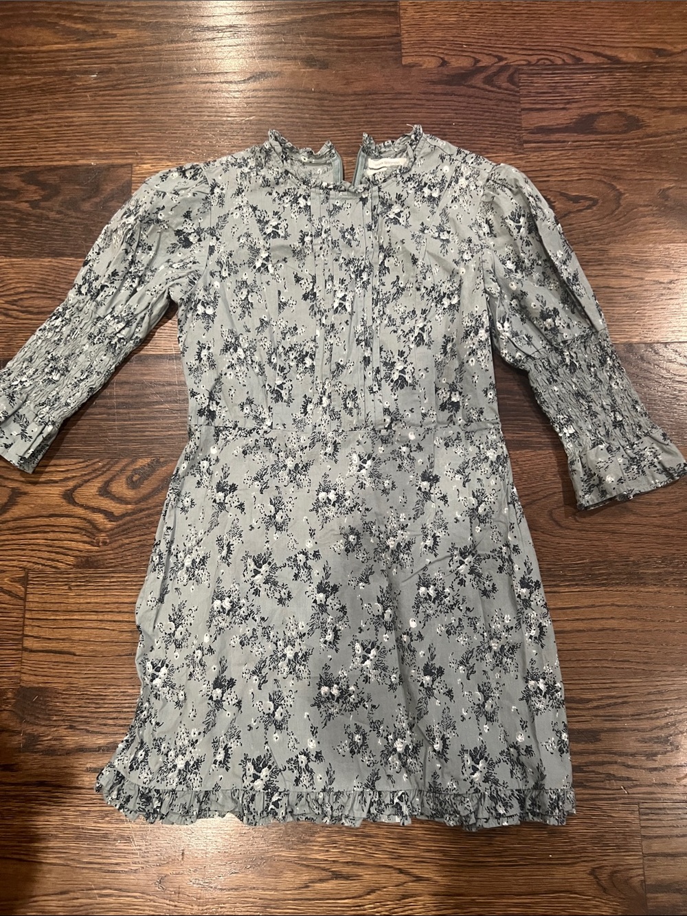 Urban Outfitters Light Gray Floral Ruffle Mini Dress